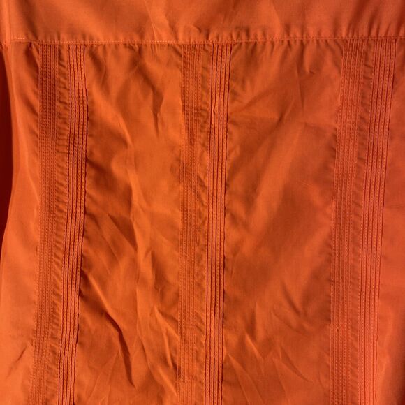 The Genuine Haband Guayabera 2XL Short Sleeve SnapUp Shirt  Orange 4 Front Pocke - Picture 7 of 12
